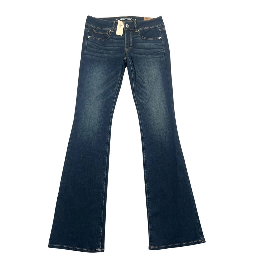American Eagle Kick Boot Jeans Women 6 Long Dark Vintage Super Stretch Mid Rise